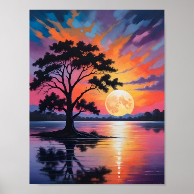 Póster Paisaje del lago (Frente)