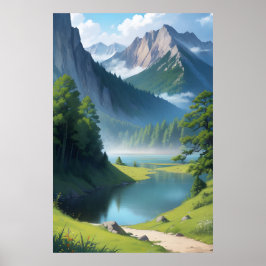 Póster Paisaje del Lago de montaña