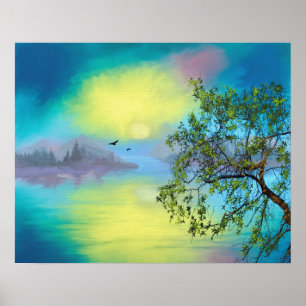 Póster Paisaje del Lago de Montaña Escenario