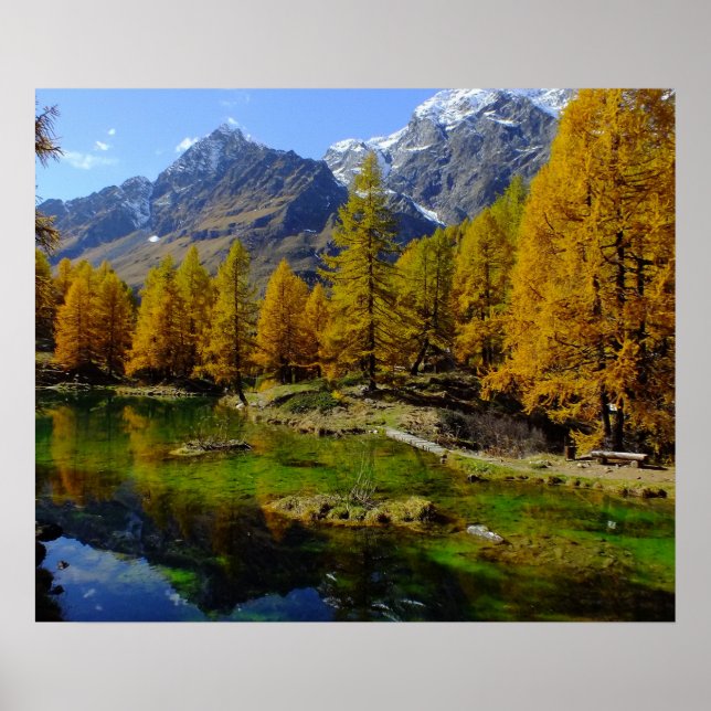 Póster Paisaje del lago montañoso (Frente)