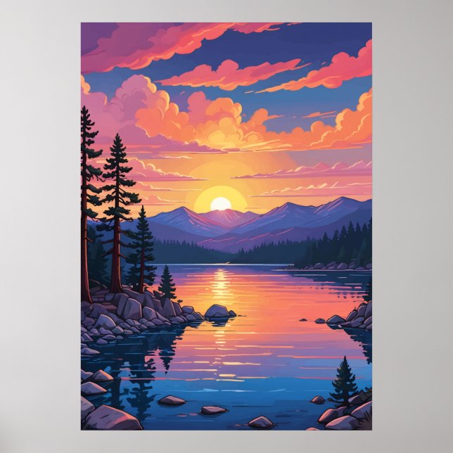 Póster Paisaje del Lago Tahoe (Frente)
