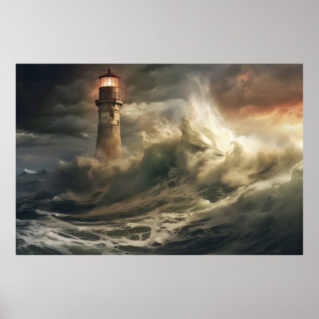 Póster Paisaje del Lighthouse Seacoast Serene (Frente)