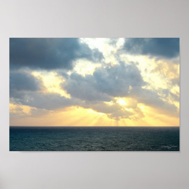 Póster Paisaje del Océano azul de Miami Beach amarillo Su (Frente)