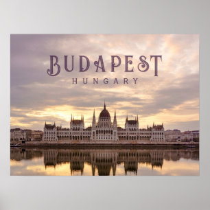 Póster paisaje del parlamento de Budapest Hungría foto de