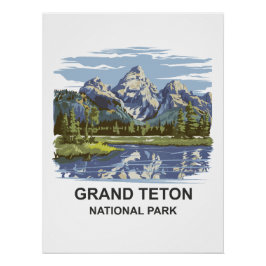 Póster Paisaje del Parque Nacional del Gran Tetón