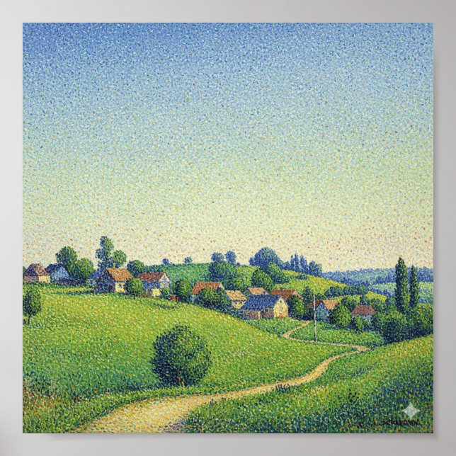 Póster Paisaje del pueblo del Pointillismo (Frente)