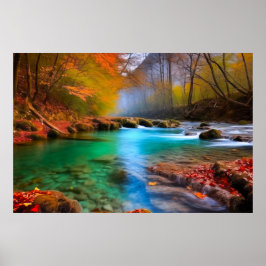 Póster Paisaje del río Otoño Tranquilo