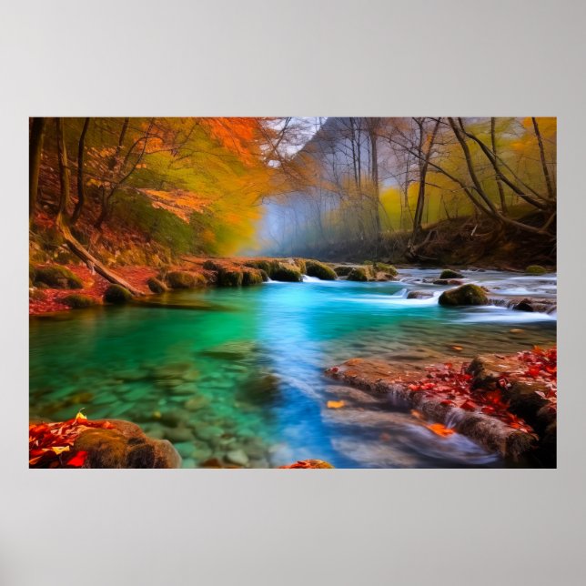 Póster Paisaje del río Otoño Tranquilo (Frente)