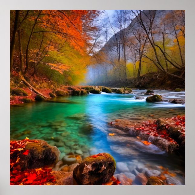 Póster Paisaje del río Otoño Tranquilo (Frente)