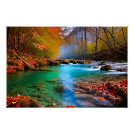 Póster Paisaje del río Otoño Tranquilo