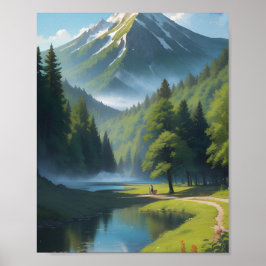 Póster Paisaje del Valle de la Montaña