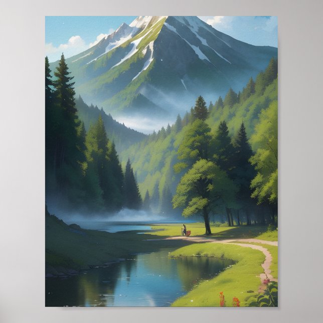 Póster Paisaje del Valle de la Montaña (Frente)