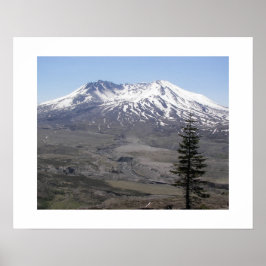 Póster Paisaje del volcán Mount St Helens cubierto de nie
