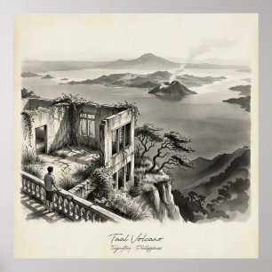 Póster Paisaje del Volcán Taal Tagaytay Filipinas