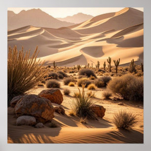 Póster Paisaje desierto al atardecer