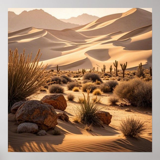 Póster Paisaje desierto al atardecer (Frente)