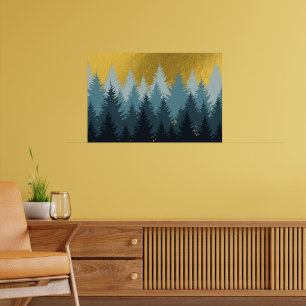 Póster Paisaje dorado de árboles del bosque