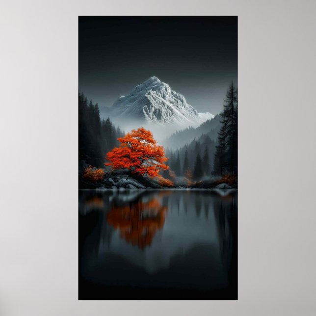 Póster Paisaje dramático de montaña (Frente)