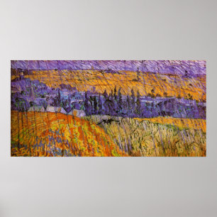 Póster Paisaje en Auvers bajo la lluvia de Vincent van Go