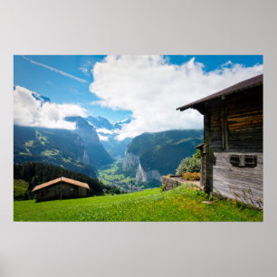 Póster Paisaje en el valle de Lauterbrunnen en Suiza