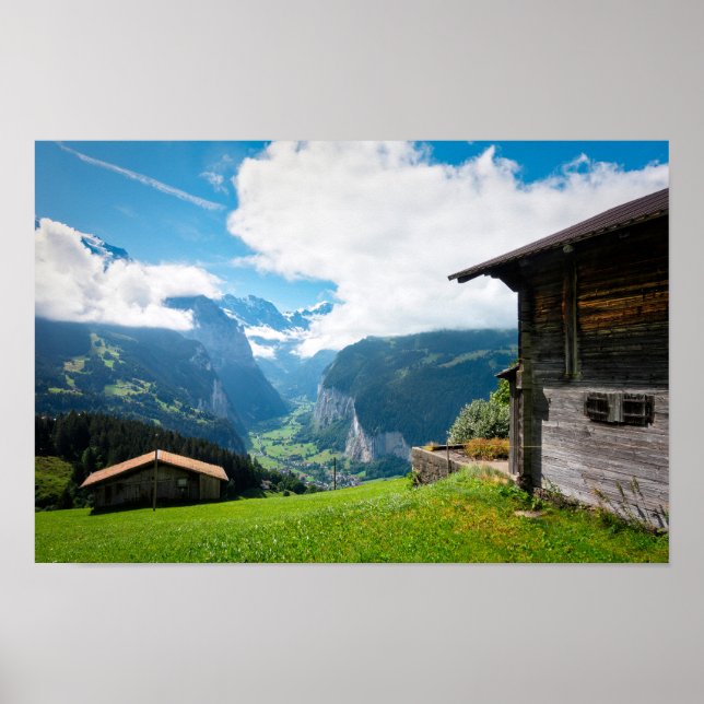 Póster Paisaje en el valle de Lauterbrunnen, Suiza (Frente)