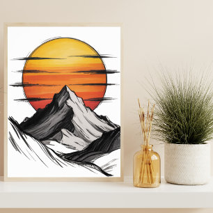 Póster Paisaje en la nube de la montaña de las aventuras