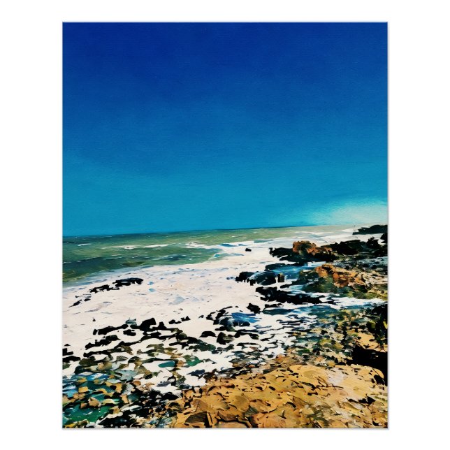 Póster Paisaje Escenario Costero Con Vibrantes Cielos Azu (Anverso)