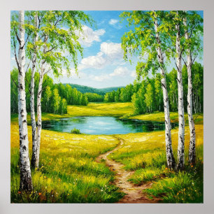 Póster Paisaje escénico de un lago sereno