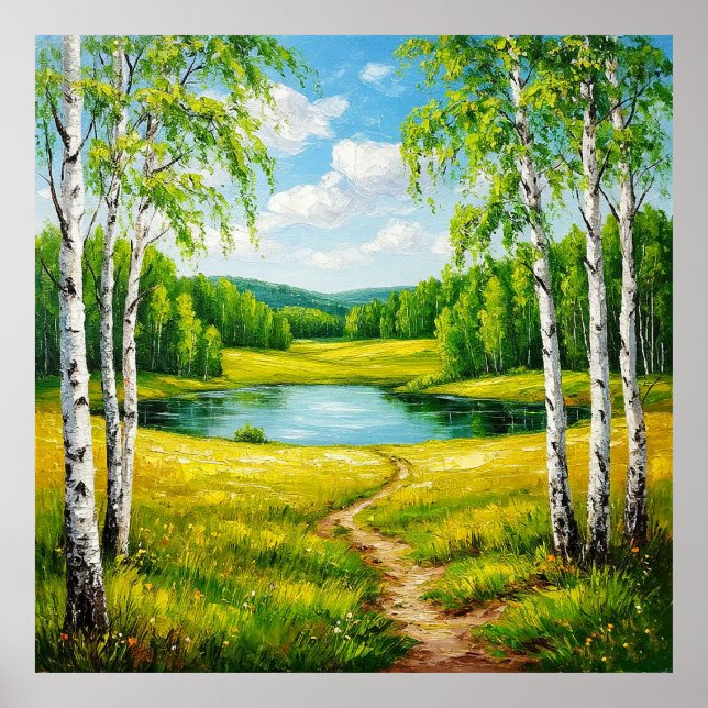 Póster Paisaje escénico de un lago sereno (Frente)