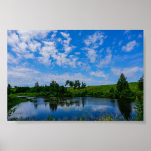 Póster Paisaje Escénico Natural Lago Árboles Bielorrusia 