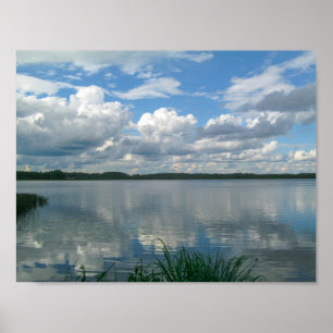 Póster Paisaje Escénico Natural Lago Nube Bielorrusia Pós