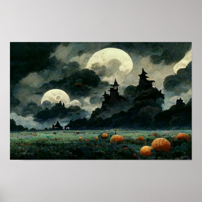 Póster Paisaje espeluznante de Halloween (Frente)