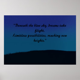 Póster Paisaje estético vintage azul