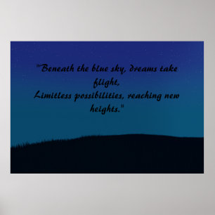 Póster Paisaje estético vintage azul