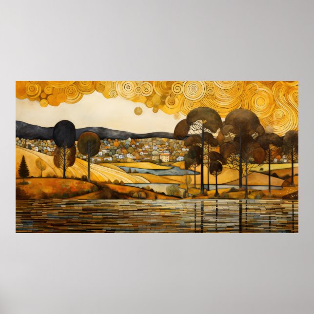 Póster Paisaje estilo Gustav Klimt (Frente)