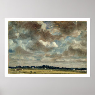Póster Paisaje extenso con las nubes grises, c.1821