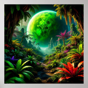 Póster Paisaje extraterrestre con vegetación exuberante