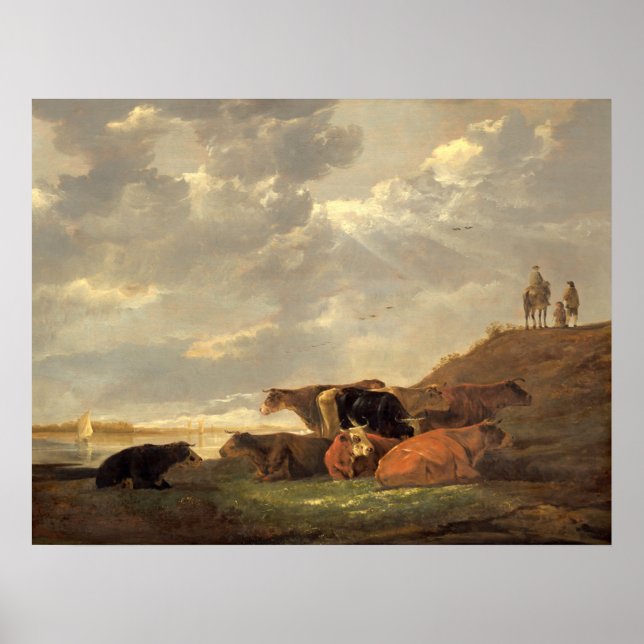 Póster Paisaje fluvial - Aelbert Cuyp Bella Artes Poster (Frente)