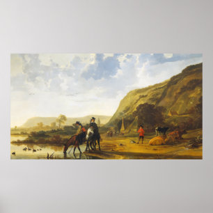 Póster Paisaje fluvial de los conductores Aelbert Cuyp Po
