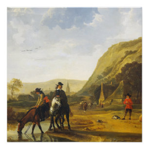 Póster Paisaje fluvial de los conductores Aelbert Cuyp Po