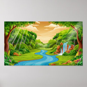 Póster Paisaje forestal de Serene