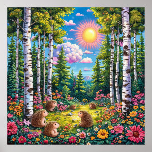 Póster 🌲 Paisaje Forestal Iluminado por el Sol para Espa