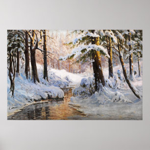 Póster Paisaje forestal nevado, Walter Moras