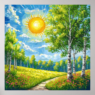 Póster Paisaje forestal vibrante