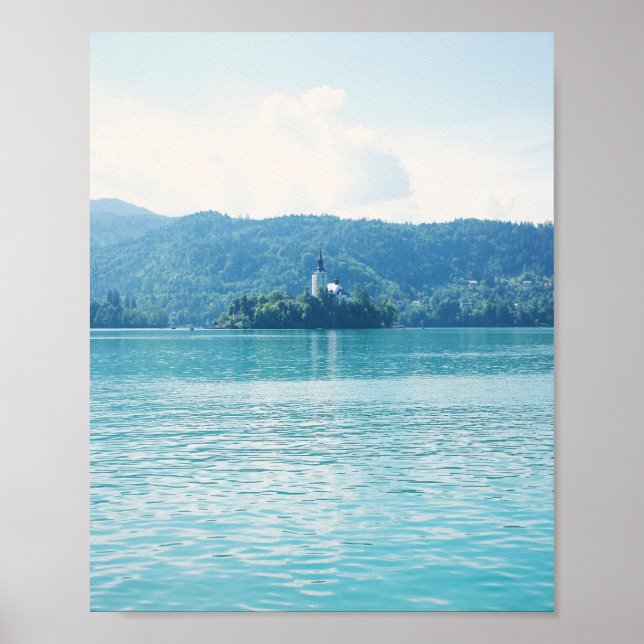 Póster Paisaje fotográfico Lago Montaña Azul Eslovenia (Frente)