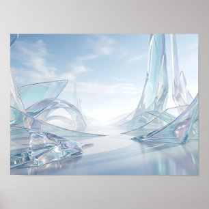 Póster Paisaje Futurista de Vidrio Irisado
