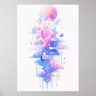 Póster Paisaje geométrico soñador del cielo