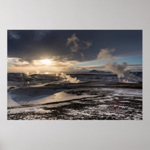 Póster Paisaje geotérmico invernal