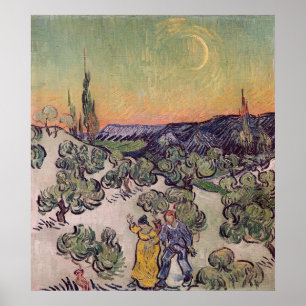 Póster Paisaje iluminado por la luna de Vincent van Gogh