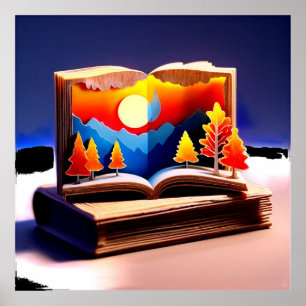 Póster Paisaje Imaginativo de Papel Emergente